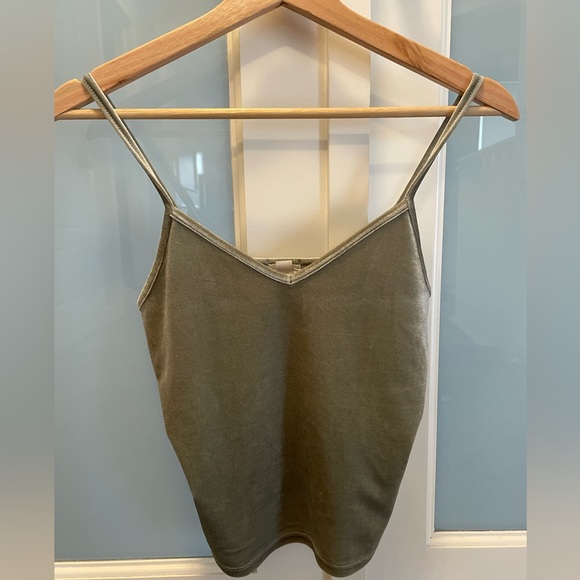 Garage velvet olive green tank top - Picture 1 of 3